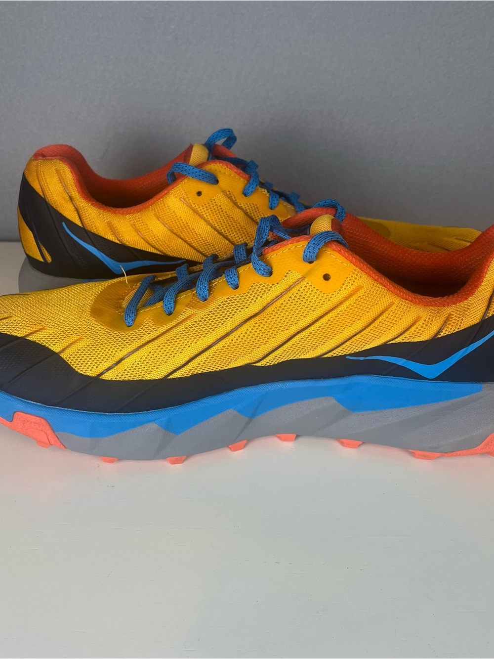 Hoka One One Torrent Mens 13 Trail Running Shoes Gold Fusion Dresden Blue - Picture 5 of 12